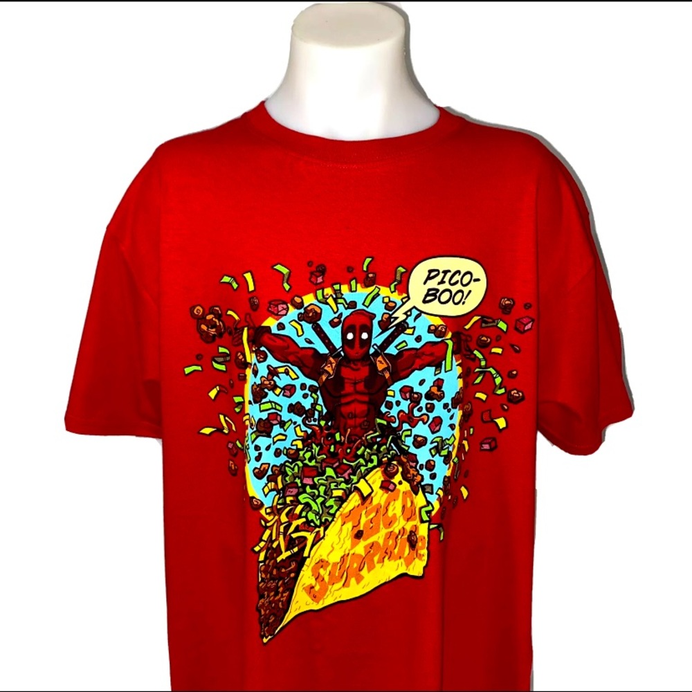 Marvel Deadpool Taco Surprise Pico Boo Red T Shirt